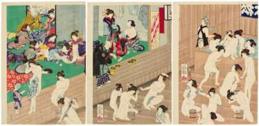 Utagawa Yoshiiku (1833-1904) | The Long-awaited Return of Flowers in Hot Springs (Ichiyo-raifuku hana sugata yu) | Edo - Meiji period, 19th century