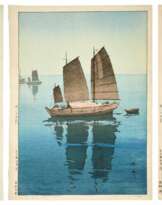Yoshida Hiroshi (1876-1950) | Three variants of Sailboats (Hansen) | Taisho period, early 20th century