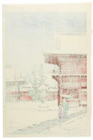 Kawase Hasui (1883-1957) | Snow at the Nezu Gongen Shrine in Tokyo (Nezu Gongen no yuki) | Showa period, 20th century - фото 2
