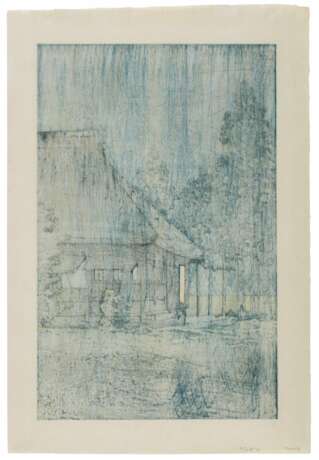 Kawase Hasui (1883-1957) | Evening rain at a lakeside tearoom | Showa period, 20th century - photo 2