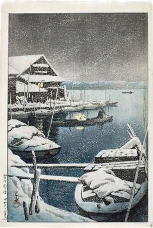 Kawase Hasui (1883-1957) | Three woodblock prints depicting night scenes | Showa period, 20th century - Foto 2