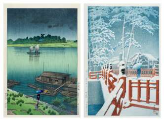 Kawase Hasui (1883-1957) | Two woodblock prints | Showa period, 20th century