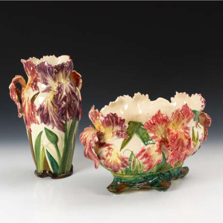 Jugendstil-Vase und Jardinière, DELPHIN - Foto 1