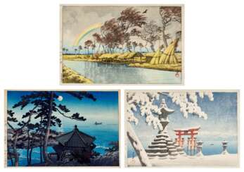Kawase Hasui (1883-1957) | Three woodblock prints | Taisho – Showa period, 20th century