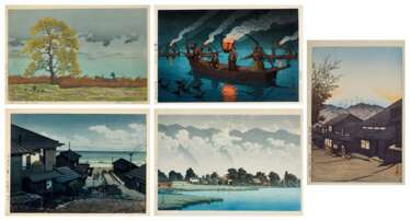 Kawase Hasui (1884-1957) | Five woodblock prints | Showa period, 20th century