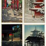 Kawase Hasui (1883-1957) | Four woodblock prints depicting temples | Showa period, 20th century - Foto 1
