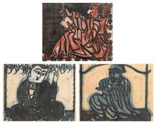 Munakata Shiko (1903-1975) | Three woodblock prints from the series The Sutra of Kannon, Compassionate Goddess of Mercy (Kannonkyo hangakan) | Showa period, 20th century