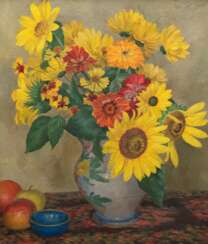 Tanck, Walter (1894 Hamburg-1954 ebenda) &quot;Sommerblumen in Vase&quot;, Öl/ Lw., sign. o.r. und dat. ´39, 60x50 cm, Rahmen