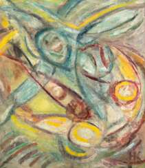 Kinder, Hans (1900 Dresden-1986 ebenda) &quot;Clown in der Manege&quot;, Öl/ Holz, monogr. u.r., 62x50 cm, Rahmen (Er war ein bedeutender Vertreter des Dresdner Spätkubismus. Sein erhaltenes Gesamtwerk umfasst rund 1500 zumeist abstrakte Ölbilder,…
