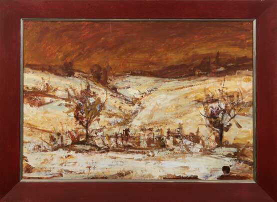 Bob, E. "Winterlandschaft bei Sonnenuntergang", Öl/Mp., sign u.r., 43x61 cm, Rahmen - фото 1