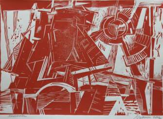Malchow, Herbert (1942-2015, Doberaner Künstler) &quot;Maritim Abstrakt&quot;, Linolschnitt, handsign. und dat. 2012, 44x60 cm, ungerahmt