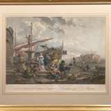 Alimet, Jaques (1726 Abbeville-1788 Paris) "Ancien Port de Genes", kolorierter Stich, 50x64 cm, im Passepartout hinter Glas und Rahmen - Foto 1