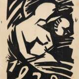 Sack, Johannes (1890 Berlin-1958 Eisleben, Hallische Künstlergruppe) "Expressive Grafik", dat. 1929, rückseitig eigenhändig geschriebene Postkarte des Künstlers, 14,5x10 cm, im Passepartout hinter Glas und Rahmen - photo 1