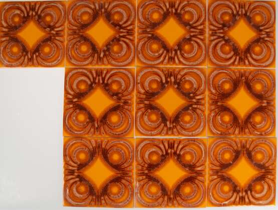 10 Wandfliesen, Keramik, Dekor Safari, orange/braun, 15x15 cm - photo 1