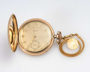Vergoldete Sprungdeckeluhr mit Uhrenket