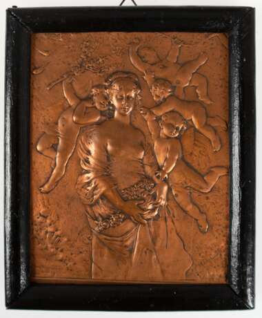 Kupfer-Relief "Sommer", nach C. Waschmann, 12x9,5 cm, Rahmen - photo 1