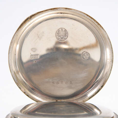 Silberne Taschenuhr mit Uhrenkette. - photo 3