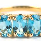 Ring, 416er GG (10 k), 5 oval facettierte Blautopase, RG 54, Innendurchmesser 17,2 mm - photo 1