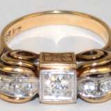 Ring, 585er GG/WG, besetzt mit 5 Altschliff-Brillanten von zus. ca. 0,50 ct., ges. 5,71 g, RG 51,5 - Foto 1