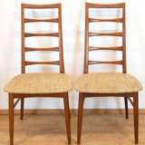 2 Designer-Stühle, Dänemark, Niels Koefoeds für Homslet, mit Signaturstempel, versproßte Rückenlehne, Sitzfläche mit Stoff bezogen, 96x48x46 cm - photo 1
