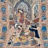 Isfahan Persien, Bildteppich, 750000 Kn/ qm, Korkwolle auf Seide, signiert u.m., mit figürlichen Darstellungen, seitlich Architekturdarstellungen, 248x157 cm - Foto 1