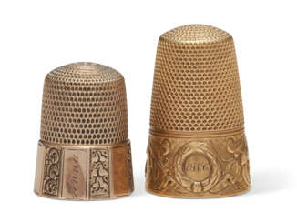 TWO AMERICAN GOLD THIMBLES