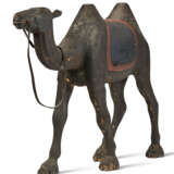 A BROWN, RED AND BLUE-PAINTED CARVED CAMEL CAROUSEL FIGURE - фото 2