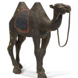 A BROWN, RED AND BLUE-PAINTED CARVED CAMEL CAROUSEL FIGURE - фото 4