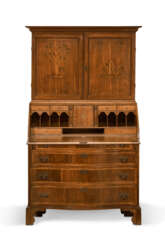 A FEDERAL INLAID CHERRYWOOD AND CHERRYWOOD VENEERED DESK-AND-BOOKCASE
