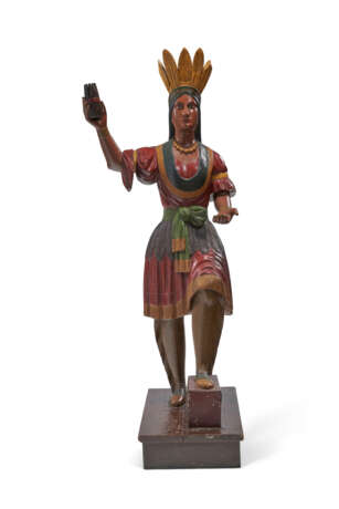 A CARVED AND POLYCHROME PAINT-DECORATED `INDIAN MAIDEN` CIGAR STORE FIGURE - photo 1