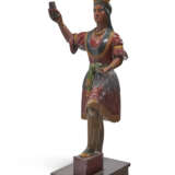 A CARVED AND POLYCHROME PAINT-DECORATED `INDIAN MAIDEN` CIGAR STORE FIGURE - фото 4
