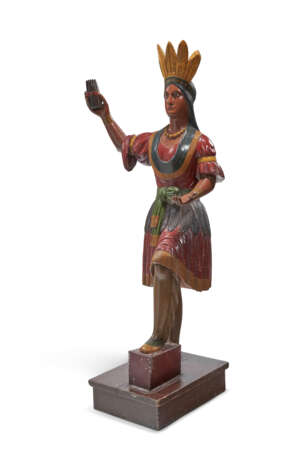 A CARVED AND POLYCHROME PAINT-DECORATED `INDIAN MAIDEN` CIGAR STORE FIGURE - photo 4