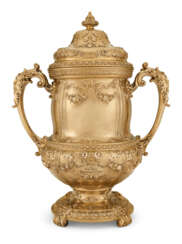 AN AMERICAN SILVER-GILT TWO-HANDLED PRESENTATION CUP AND COVER