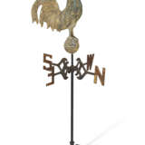 A GILT-DECORATED MOLDED COPPER ROOSTER WEATHERVANE - фото 2