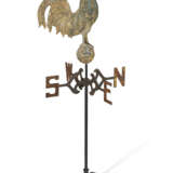 A GILT-DECORATED MOLDED COPPER ROOSTER WEATHERVANE - фото 4