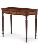 Federal style (1780–1820). A FEDERAL MAHOGANY AND FLAME BIRCH-VENEERED CARD TABLE