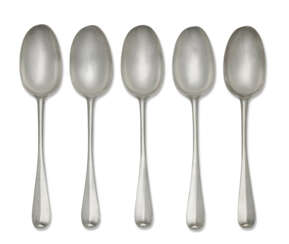 A SET OF FIVE AMERICAN SILVER TABLESPOONS