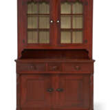 A LATE FEDERAL RED-PAINTED AND GRAIN-PAINTED MAHANTONGO VALLEY STEP-BACK CUPBOARD - photo 1