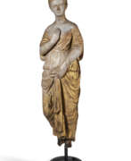 Folk Art. A CARVED AND GILTWOOD FIGURE OF A MAIDEN
