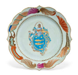 A CHINESE EXPORT PORCELAIN &#39;DUTCH MARKET&#39; ARMORIAL DISH