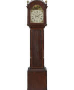 Style fédéral (1780–1820). THE HONORABLE EDWARD KILLERAN FEDERAL BRASS-MOUNTED AND INLAID MAHOGANY TALL-CASE CLOCK