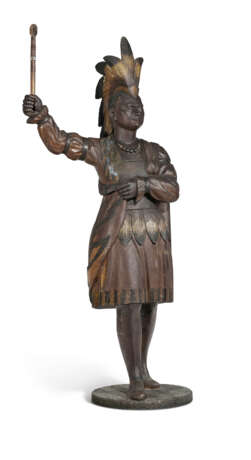 A CARVED AND POLYCHROME PAINT-DECORATED `INDIAN` CIGAR STORE FIGURE - фото 8