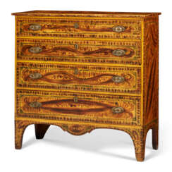 A FEDERAL PAINT-GRAINED &quot;MATTESON-TYPE&quot; BASSWOOD CHEST-OF-DRAWERS