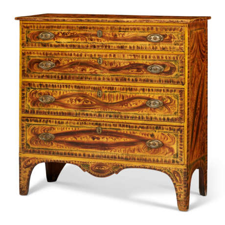 A FEDERAL PAINT-GRAINED "MATTESON-TYPE" BASSWOOD CHEST-OF-DRAWERS - фото 1