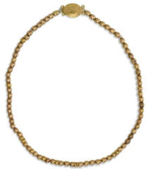 AN AMERICAN GOLD BEAD NECKLACE AND CLASP