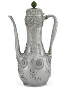 Silver. AN AMERICAN SILVER AND JADE-MOUNTED AFTER DINNER COFFEE POT