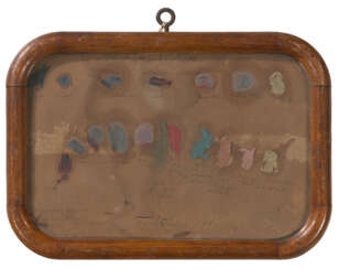 AN OIL AND INK ON PAPER REPLICA OF THE PALETTE OF GILBERT STUART