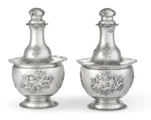 A PAIR OF AMERICAN SILVER PERFUME FLASKS