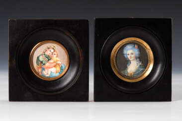 2 Miniaturen: Madonna della Sedia und D