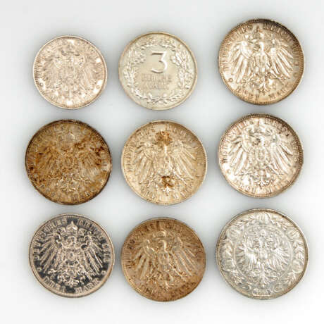 Konvolut 9 Münzen, 1.H.20. Jahrhundert., Deutschl - фото 2